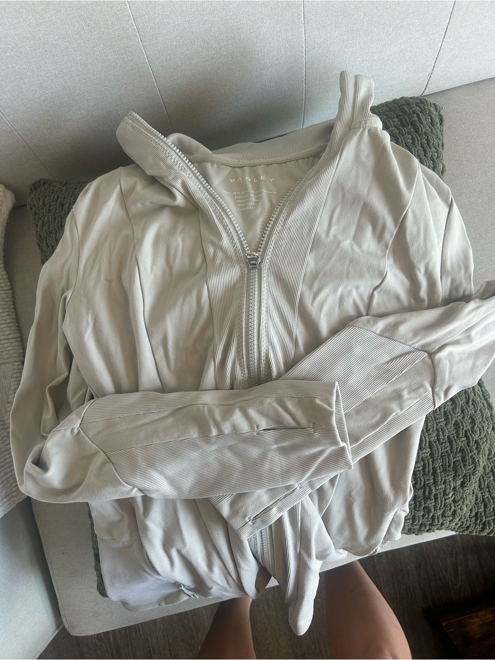 Varley Light Taupe Zip-Up Jacket